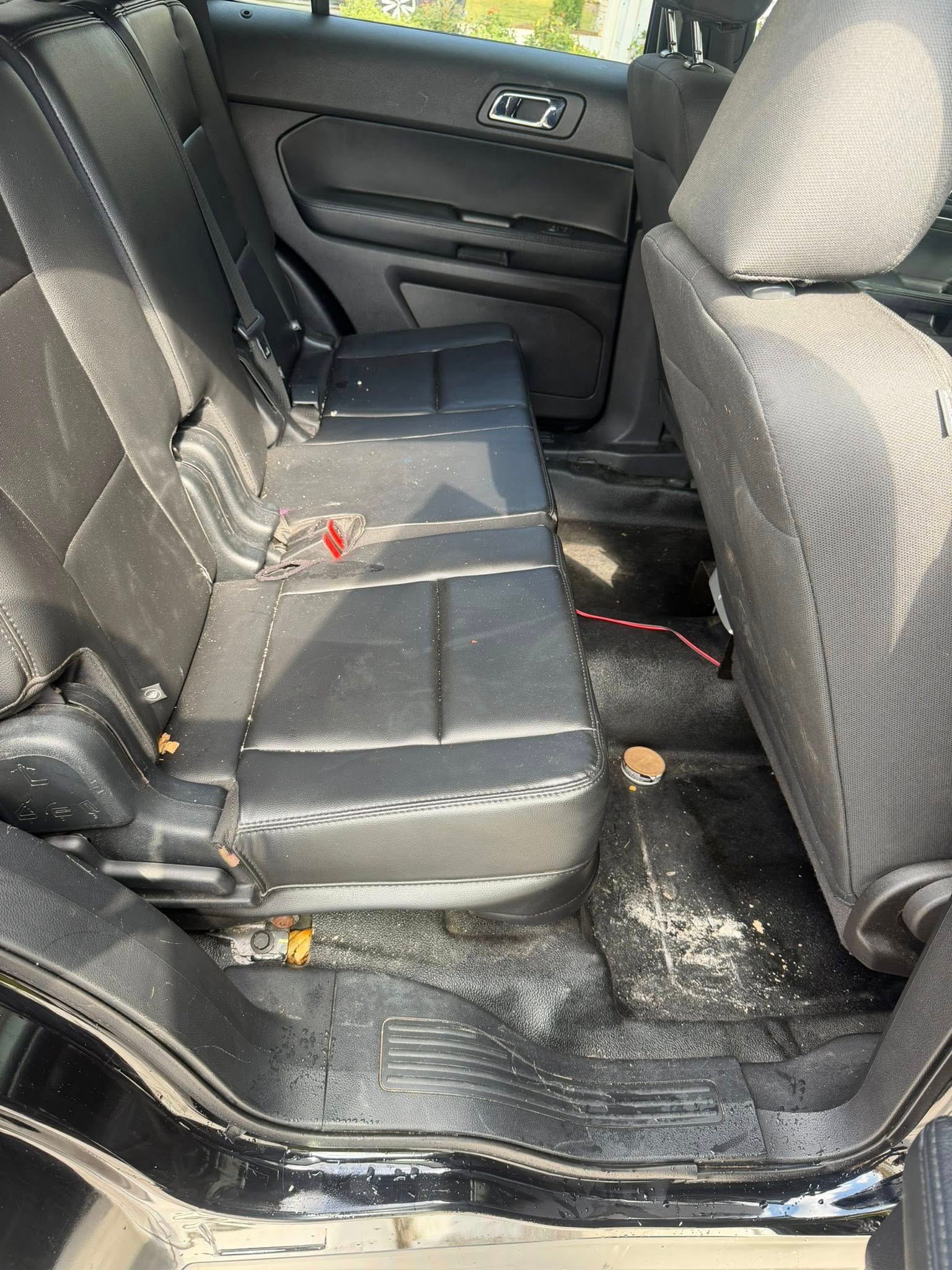 Interior back seat cleaning before, Atlanta mobile car detailing Way2Clean