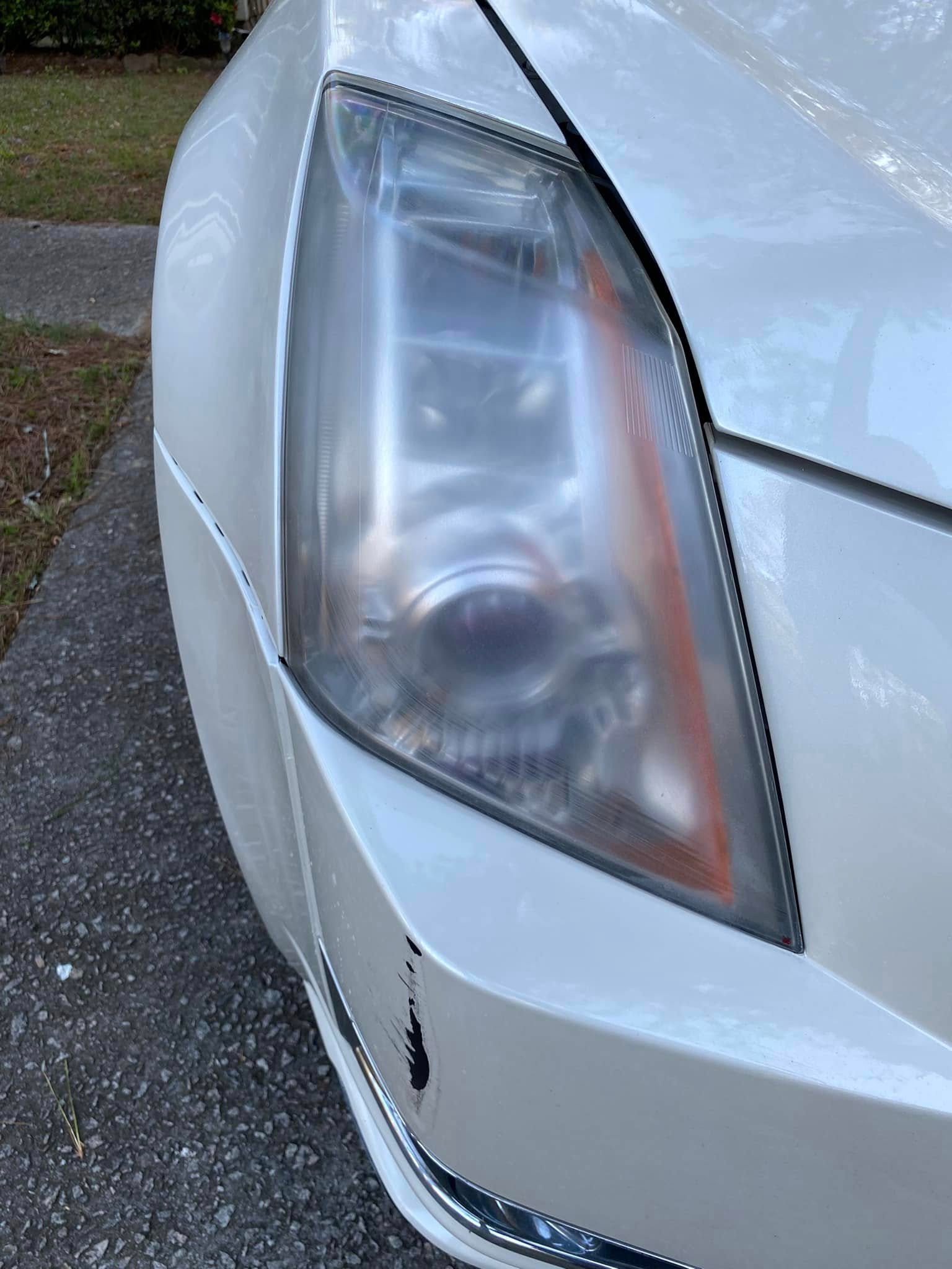 Headlight restoration before, Way2Clean Mobile Detailing Atlanta